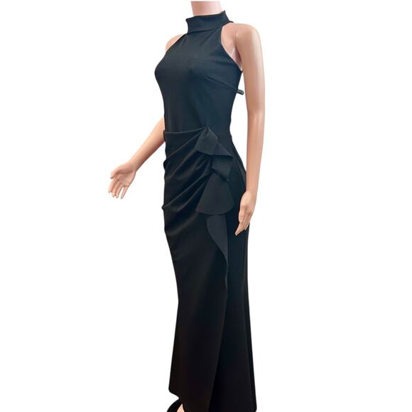 Chiara Boni La Petite Robe Black Halter Evening Gown Dress IT Size 48 US 12 - Picture 4 of 9